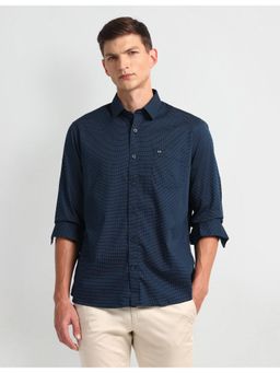 Arrow - Printed Blue Full Sleeves Collar Neck Shirt