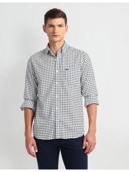 Arrow - Geometric White Full Sleeves Collar Neck Shirt