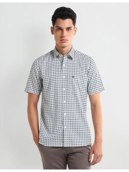 Arrow - Geometric Blue Half Sleeves Collar Neck Shirt