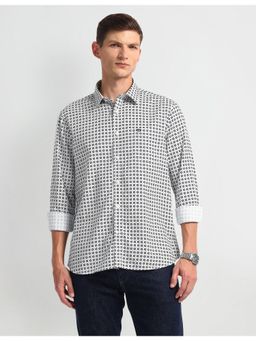 Arrow - Geometric White Full Sleeves Collar Neck Shirt