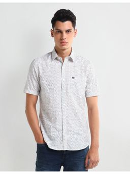 Arrow - Floral White Half Sleeves Collar Neck Shirt