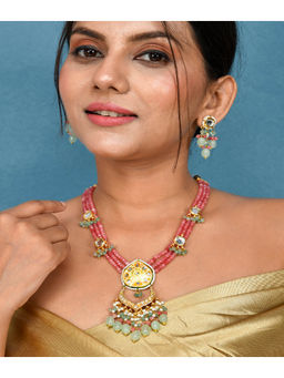 DASTOOR - Womens Gold Plated Multi Designer Necklace set