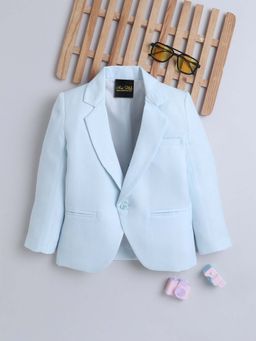 Mini Stitch - Ministitch Cotton Woven Full Sleeves Blazer - Skyblue