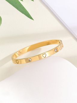 Jewels Galaxy - Stainless Steel Astonishing Gold Plated Love Ad Anti-Tarnish Kada