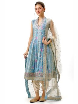 Gopi Vaid - Smriti Blue Anarkali with Dhoti and Dupatta