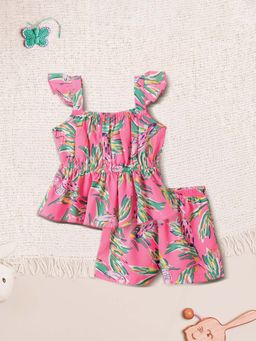 Nautinati - Girls Floral Print Top and Shorts (Set of 2)
