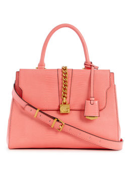 Guess - Pink Solid Tiberia Society Satchel Bag with Detachable Strap
