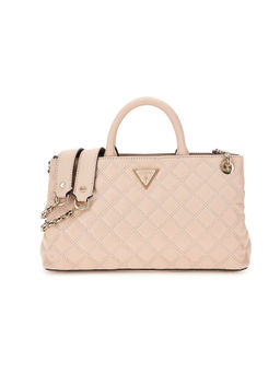 Guess - Light Beige Quilted Giully Satchel Bag with Detachable Strap