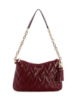 Guess - Burgundy Quilted Adelard Top Zip Handbag