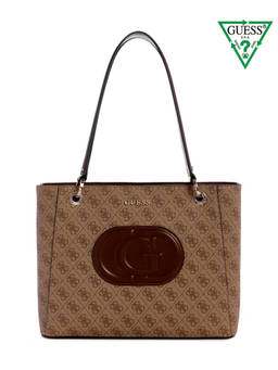 Guess - Latte Logo Printed Eco Mietta Noel Tote Bag