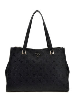 Guess - Black Textured Cresidia Fashion Travel Tote Bag