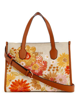 Guess - Floral Multi-Color Printed Fabia Tote Bag with Detachable Strap