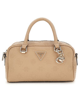 Guess - Beige Textured Cresidia Satchel Bag with Detachable Strap
