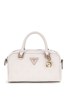 Guess - Off White Textured Cresidia Satchel Bag with Detachable Strap