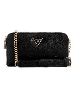 Guess - Black Textured Cresidia Status Sling Bag with Detachable Strap