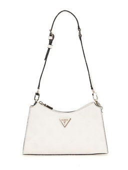 Guess - Off White Textured Cresidia Top Zip Handbag