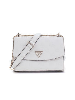 Guess - Off White Textured Cresidia Sling Bag with Detachable Strap