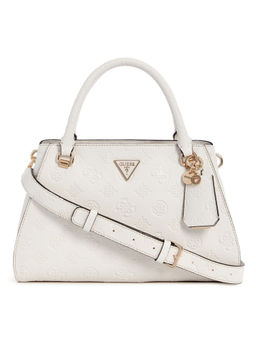 Guess - Off White Textured Cresidia Luxury Satchel Bag with Detachable Strap