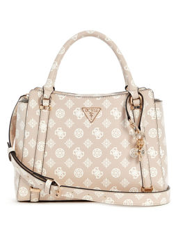 Guess - Sand Logo Printed Daryna Satchel Bag with Detachable Strap