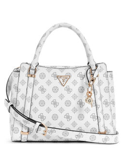 Guess - White Logo Printed Daryna Satchel Bag with Detachable Strap