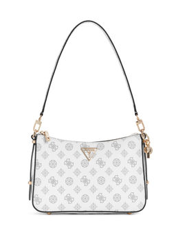 Guess - White Logo Printed Daryna Top Zip Handbag