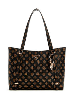 Guess - Mocha Logo Printed Daryna Elite Tote Bag with Detachable Strap