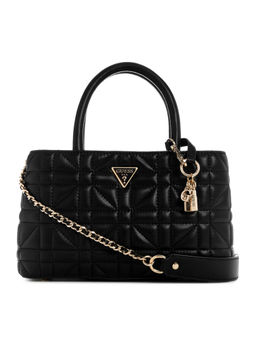 Guess - Black Quilted Edita Elite Satchel Bag with Detachable Strap