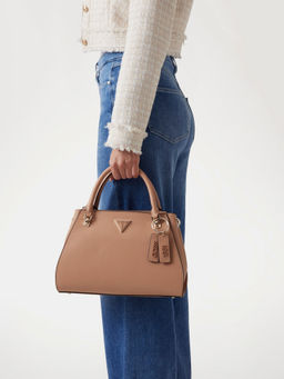 Guess - Beige Solid Noelle Luxury Satchel Bag
