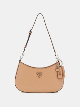 Guess - Beige Solid Noelle Top Zip Handbag