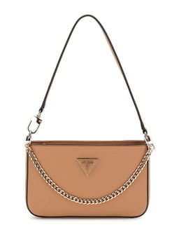 Guess - Beige Solid Noelle Top Zip Handbag