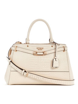 Guess - Bone Textured Silvye Luxury Satchel Bag with Detachable Strap
