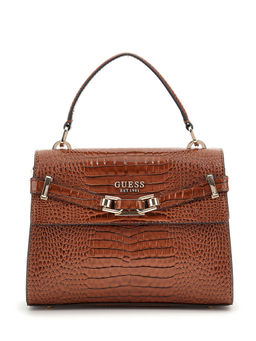 Guess - Cognac Textured Silvye Top Handle Tote Bag with Detachable Strap