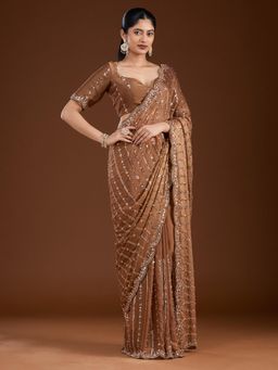 Koskii - Women Cutdana Tissue Saree With Unstitched Blouse