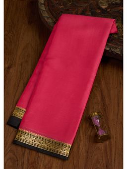 Koskii - Pink Zariwork Pure Crepe Silk Saree with Unstiched Blouse