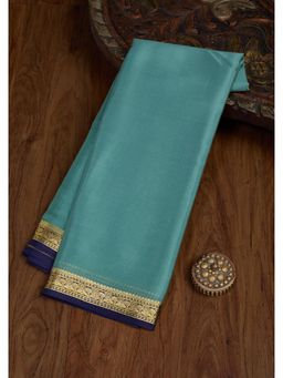 Koskii - Sea Green Zariwork Pure Crepe Silk Saree with Unstiched Blouse