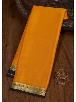 Koskii - Mustard Zariwork Pure Crepe Silk Saree with Unstiched Blouse