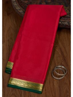 Koskii - Red Zariwork Pure Crepe Silk Saree with Unstiched Blouse
