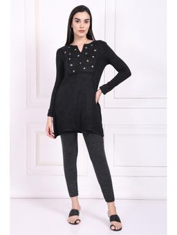 W - Grey Embroidered Straight Acrylic Tunic