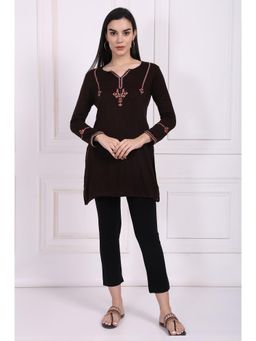W - Embroidered Straight Acrylic Tunic
