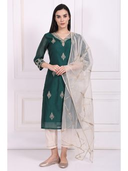 W - Off-Embroidered Organza Dupatta