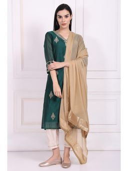 W - Gold Solid Sequined Chiffon Dupatta
