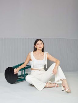 Miss Chase - Womens White Bootcut High Rise Clean Look Regular-Length Denim Jeans