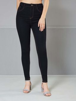 Miss Chase - Womens Black Skinny High Rise Clean Look Regular Stretchable Denim Jeans