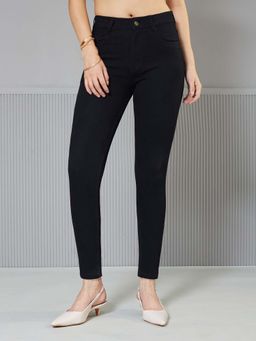 Miss Chase - Womens Black Od Skinny High Rise Clean Look Cropped Denim Jeans