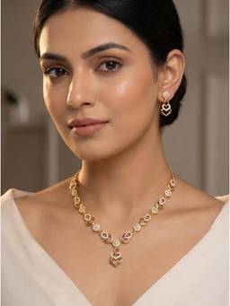 Gahan - Gold Plated American Diamond Necklace Set for Women