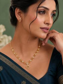 Gahan - Gold Plated American Diamond Necklace Set for Women