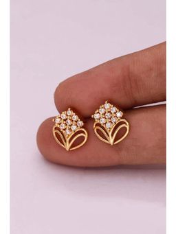 Gahan - Traditional Gold-Tone Floral Studs Earrings with CZ & Ruby Stone