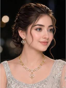 Gahan - Gold Plated American Diamond Necklace Set for Women