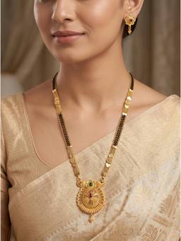 Gahan - Traditional Gold Plated Mangalsutra with Earrings for Women
