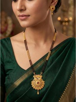 Gahan - Traditional Gold Plated Mangalsutra with Earrings for Women